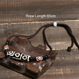 Natural Tibetan Onyx 3 Eyes Dzi Pendant Necklace Adjustable Rope Chain Choker Necklace For Women And Men Buddhism Jewelry - GQTORCH Jewelry