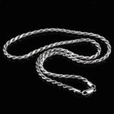 Real Pure 925 Sterling Silver Man Sweater Necklace Italy Design Twisted Braided Chain Vintage Men Jewelry Necklaces & Pendants - GQTORCH Jewelry
