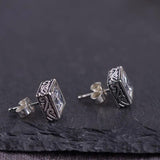S925 Sterling Silver Vintage Craft Black Agatestud Earrings Women Simple Square Zircon Earrings Thai Silver Jewelry - GQTORCH Jewelry