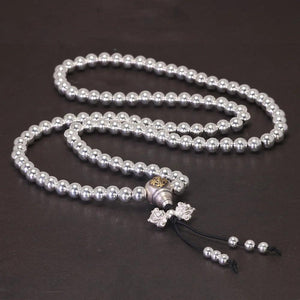 Real 925 Sterling Silver Multi Layers Round 108 Beads Bracelet For Women Buddhist Handmade DIY Beaded Jewelry - GQTORCH Jewelry