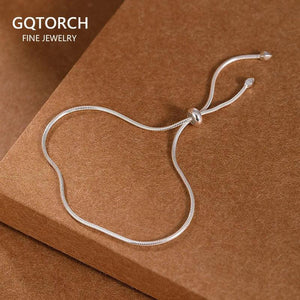 Pure 925 Sterling Silver Women Bracelet Snake Bone Chain Push Pull Bracelet Simple Fashion Wedding Accessories Luxury Jewelry - GQTORCH Jewelry