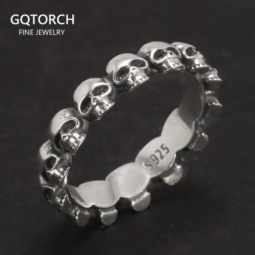 925 Sterling Silver Cool Couple Rings Retro Punk Rock Style Skull Rings For Men and Women - GQTORCH Jewelry
