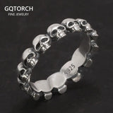 925 Sterling Silver Cool Couple Rings Retro Punk Rock Style Skull Rings For Men and Women - GQTORCH Jewelry