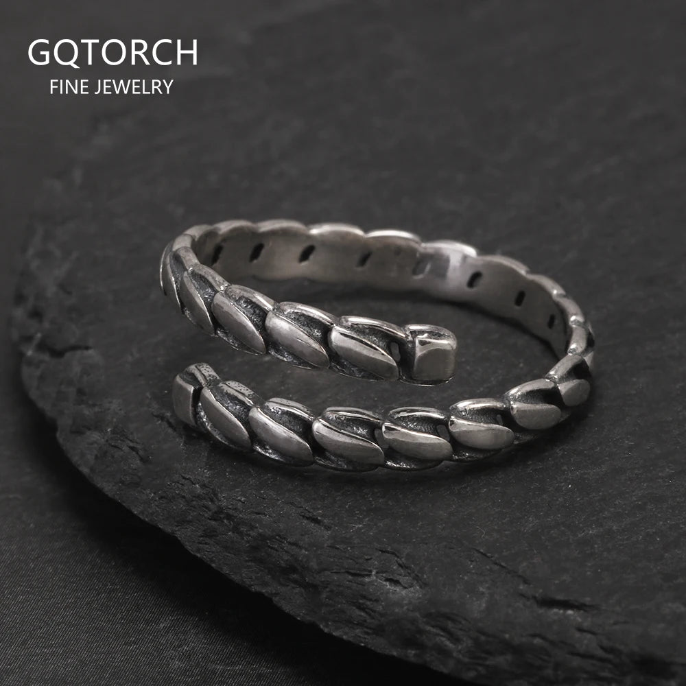 925 Sterling Silver Twisted Open Ring for Women Men Adjustable Geometric Simple Fashion Retro Party Jewelry Accessories