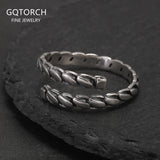 925 Sterling Silver Twisted Open Ring for Women Men Adjustable Geometric Simple Fashion Retro Party Jewelry Accessories