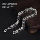 925 Sterling Silver Byzantine Cuban Chain For Men and Women Punk Hip Hop Retro Square Lovers Bracelet - GQTORCH Jewelry