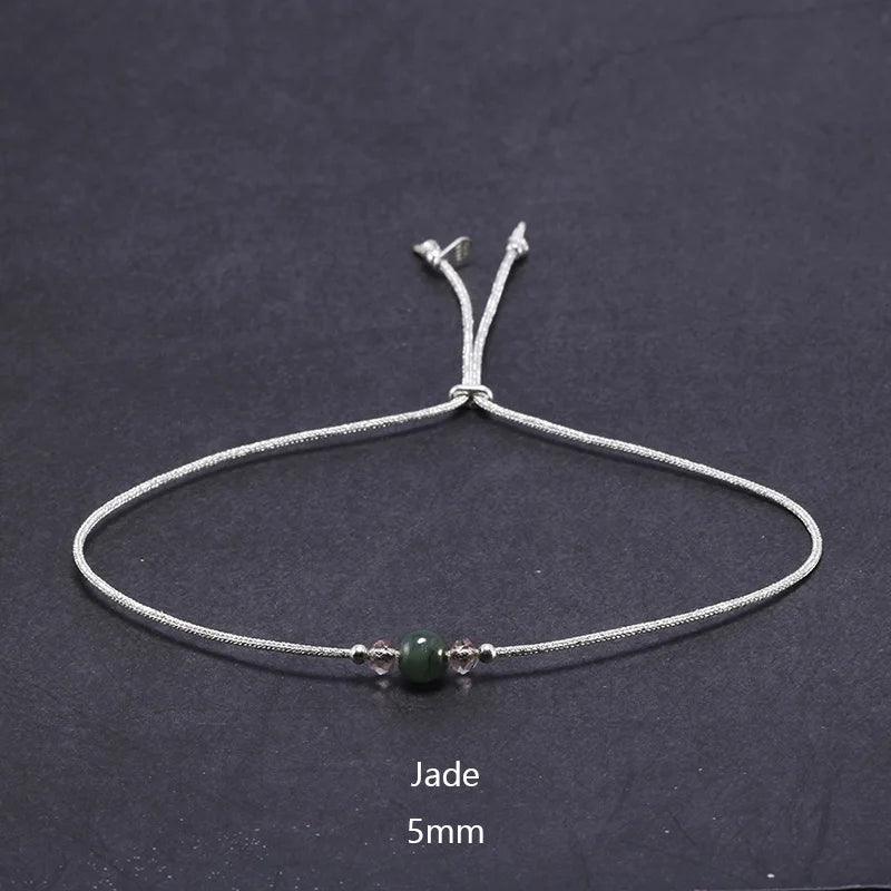 Handmade Moonstone Bracelet Thin Rope With Natural Crystal 925 Sterling Silver Beads Personalized Bracelets For Women - GQTORCH Jewelry