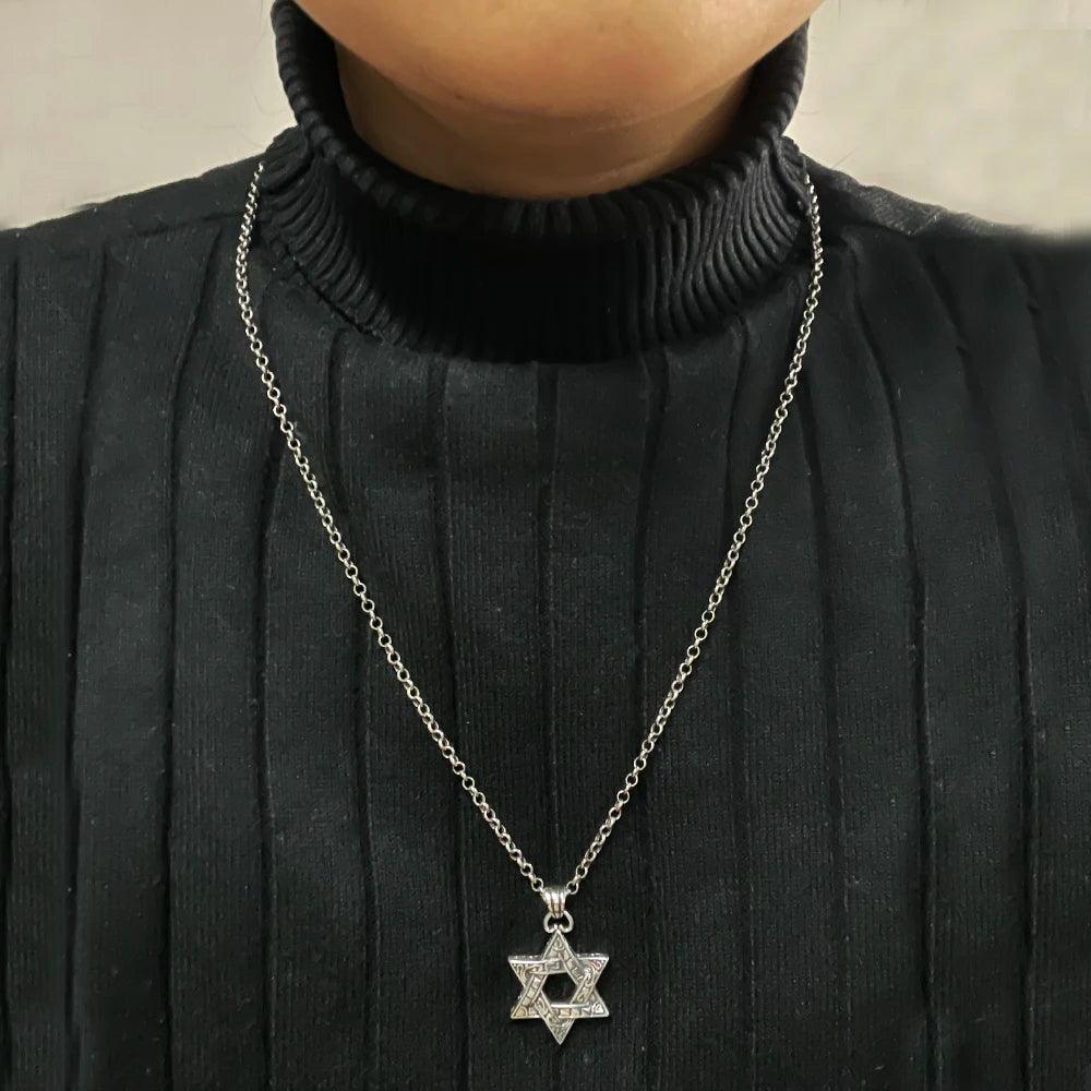 Real 925 Sterling Silver Star of David Men's Pendant Six Pointed Religious Amulet Symbol Necklace Fine Jewelry - GQTORCH Jewelry