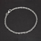 2.5mm Real S925 Sterling Silver Braided Viking Bracelet & Chain Necklace Handmade Vintage Punk Style Men's Fashion Jewelry