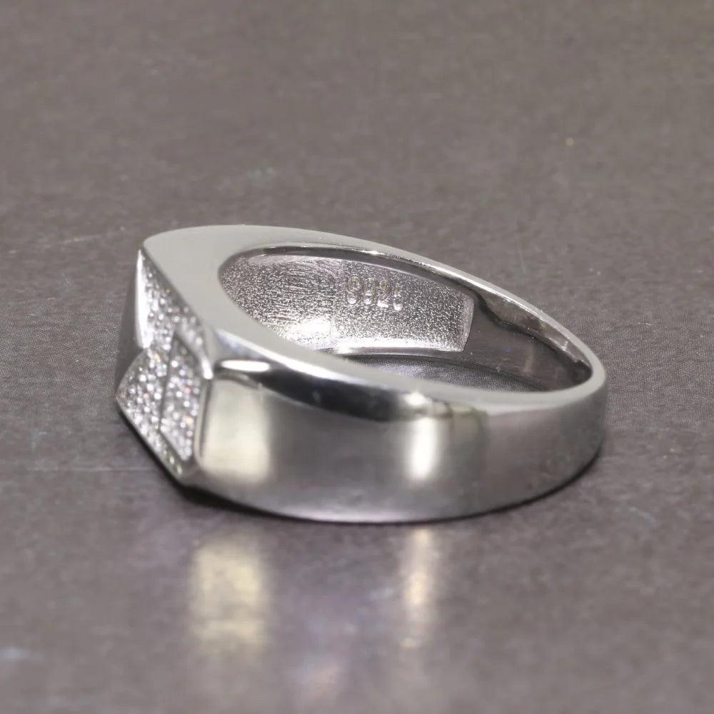 Sterling Silver Rings With Stones Simulated Diamond Anniversary Male Engagement Rings High Quality - GQTORCH Jewelry