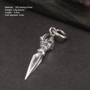 Real 925 Sterling Silver Small Vajra Pendant For Men and Women Buddhism Prayer Bouddha Jewelery - GQTORCH Jewelry