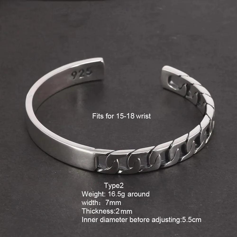 Handmade S925 Sterling Silver Bracelet Retro Hollow Weaving Twisted Glossy Bracelet Sterling Silver Jewelry for Men and Women - GQTORCH Jewelry