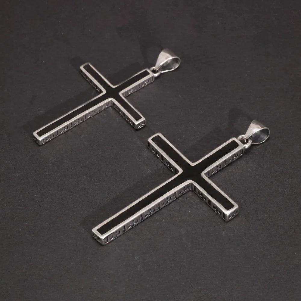 Real Solid 925 Sterling Silver Cross Pendant For Men Christian Black Jesus Necklace Couples Women Lovers Fine Jewelry - GQTORCH Jewelry