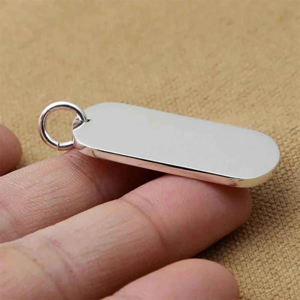 Soild 999 Sterling Silver Jewelry Metal Stamping Blanks Smooth Simple Tag Pendant For Men And Women Cool Male Jewellery - GQTORCH Jewelry