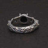 Vintage Round Black Onyx Engagement Ring for Women 925 Sterling Silver Natural Onyx Stone Zircon Adjustable High Quality Jewelry