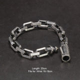 Solid 925 Sterling Silver Vintage Rattan Lace Bracelet For Men Safety Buckle Handmade Viking Mens Jewelry - GQTORCH Jewelry