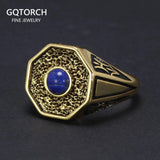 The Originals 925 Sterling Silver Vampire Rings With Natural Lapis Lazuli Stone Damon Stefan's Elija Klaus Rebeka Mikaelson - GQTORCH Jewelry