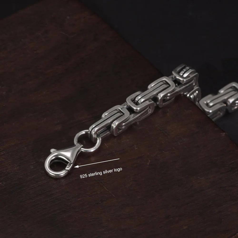 925 Sterling Silver Byzantine Cuban Chain For Men and Women Punk Hip Hop Retro Square Lovers Bracelet - GQTORCH Jewelry