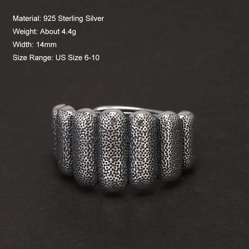 S925 Sterling Silver Geometric Chunky Rins for Women Men Pumpkin Shaped Unique Design Quirky Halloween Jewelry Gift - GQTORCH Jewelry