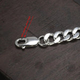 Real 925 Sterling Silver Couple Bracelet 6mm 8mm Hip Hop Rock Punk Cuban Necklace Simple Retro Men's and Women's Jewelry - GQTORCH Jewelry