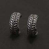 Real 925 Sterling Silver Retro Hoop Earrings for Women Men Geometric Heart Wheat Leaf Whale Vintage Punk Rock Ear Jewelry Gift