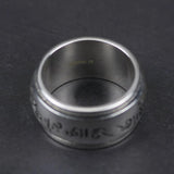 Real 990 Sterling Silver Mantra Rings Rotatable Shifting Lucky Tibetan Six Words Om Mani Padme Hum Buddha Ring For Men And Women - GQTORCH Jewelry