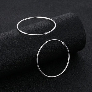 S925 Sterling Silver Hoop Earrings Elegant Men and Women Ear Clip round Earrings Ear Stud Simple Fashion Female Jewelry - GQTORCH Jewelry