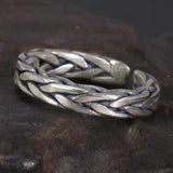 Real 925 Sterling Silver Braided Rings Viking Jewelry Retro Punk Rock Adjustable Size 6-9 - GQTORCH Jewelry