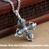 925 Sterling Silver Pendant Cross Vajra Sweater Chain Pendant For Men And Women Buddha Jewelry - GQTORCH Jewelry