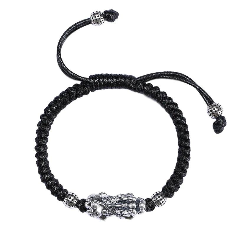 Wholesale Red String Pure Silver Jewelry 999 Pixiu 3D Sterling Silver Bracelet - GQTORCH Jewelry