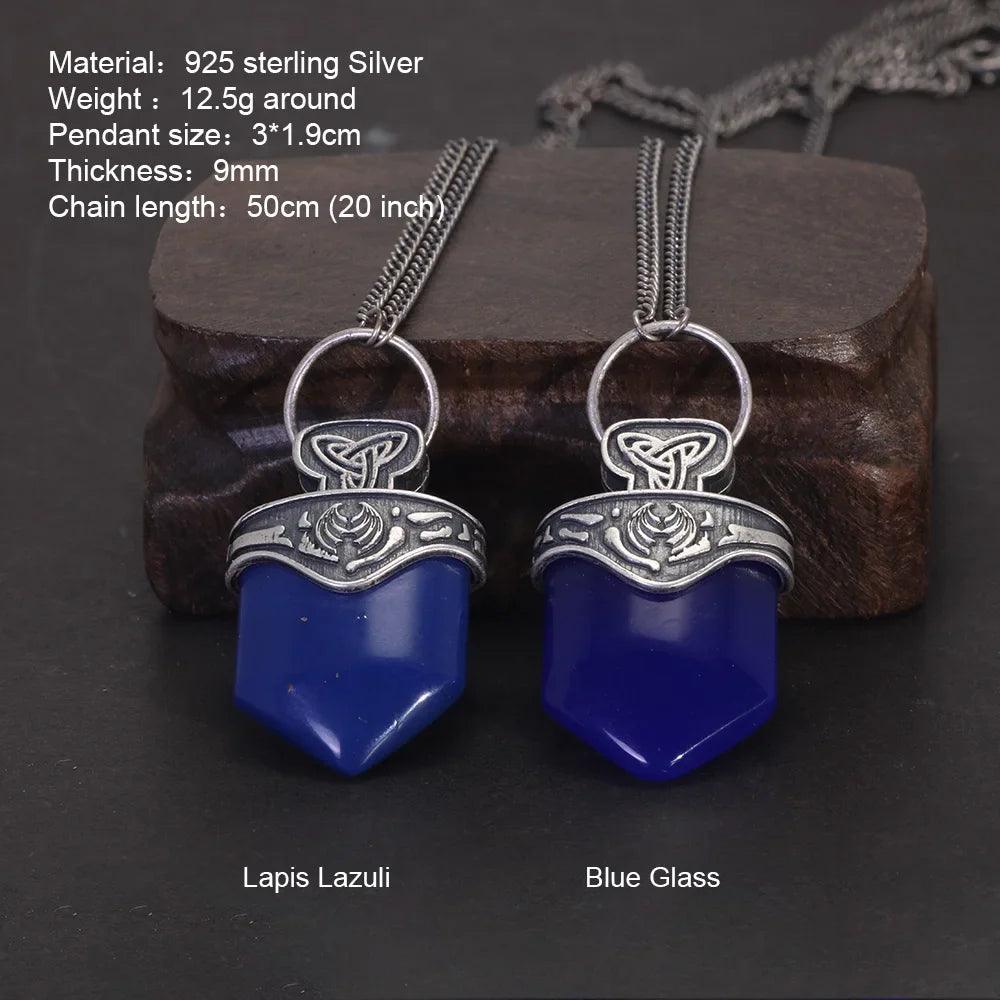 The Vampire Originals Diaries Mikaelson Pendant Necklace 925 Sterling Silver with Natural Lapis Freya's Talisman Inspired Charm - GQTORCH Jewelry