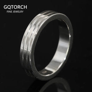 Real 925 Sterling Silver Smooth Glossy Lover Couple Rings for Men and Women Simple Circle Wedding Band Minimalist Jewelry - GQTORCH Jewelry