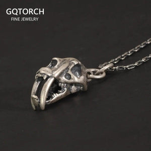 S925 Sterling Silver Punk Pendant for Men and Women Eagle Cheetah Rhino Crocodile Necklace Pendant Vintage Jewelry - GQTORCH Jewelry
