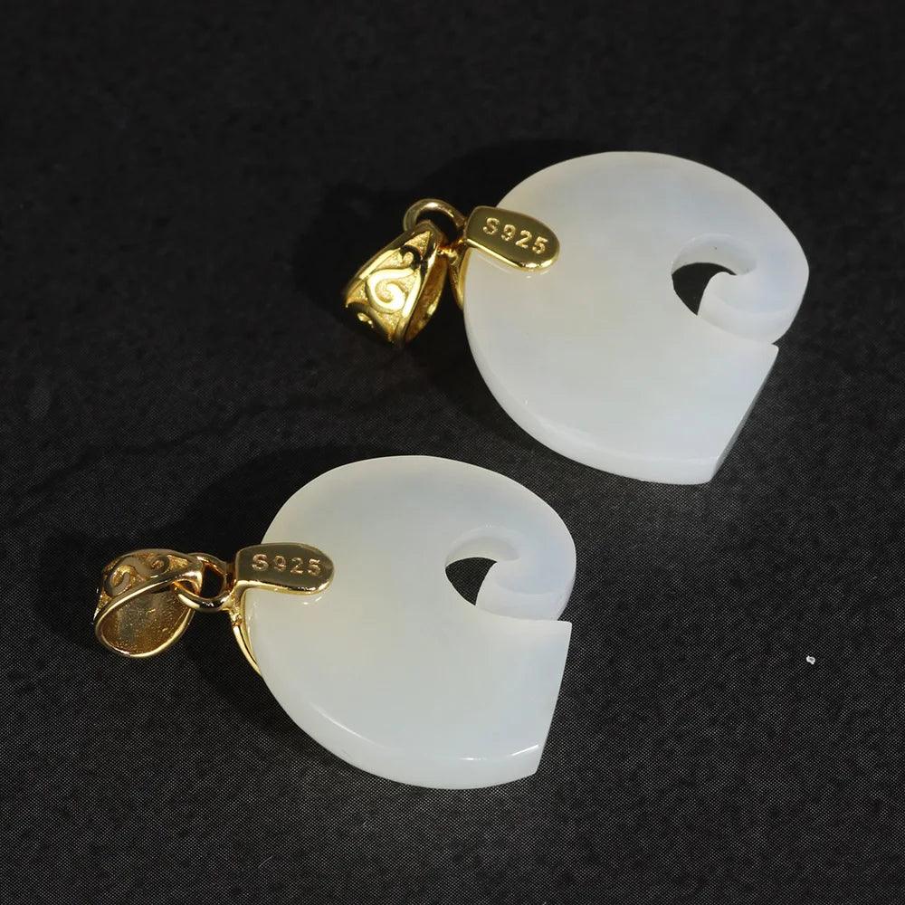 Natural Stone White Jade Elephant Pendant Gold Plated Real Silver 925 Jewelry For Women Personalized Necklace Jewelry Making - GQTORCH Jewelry