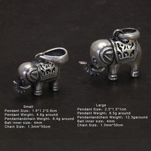 Solid 990 Fine Silver Antiqued Elephant Pendant Necklace for Men Women Punk Retro 925 Sterling Silver Chain Necklace Y2k Jewelry - GQTORCH Jewelry