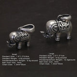Solid 990 Fine Silver Antiqued Elephant Pendant Necklace for Men Women Punk Retro 925 Sterling Silver Chain Necklace Y2k Jewelry - GQTORCH Jewelry