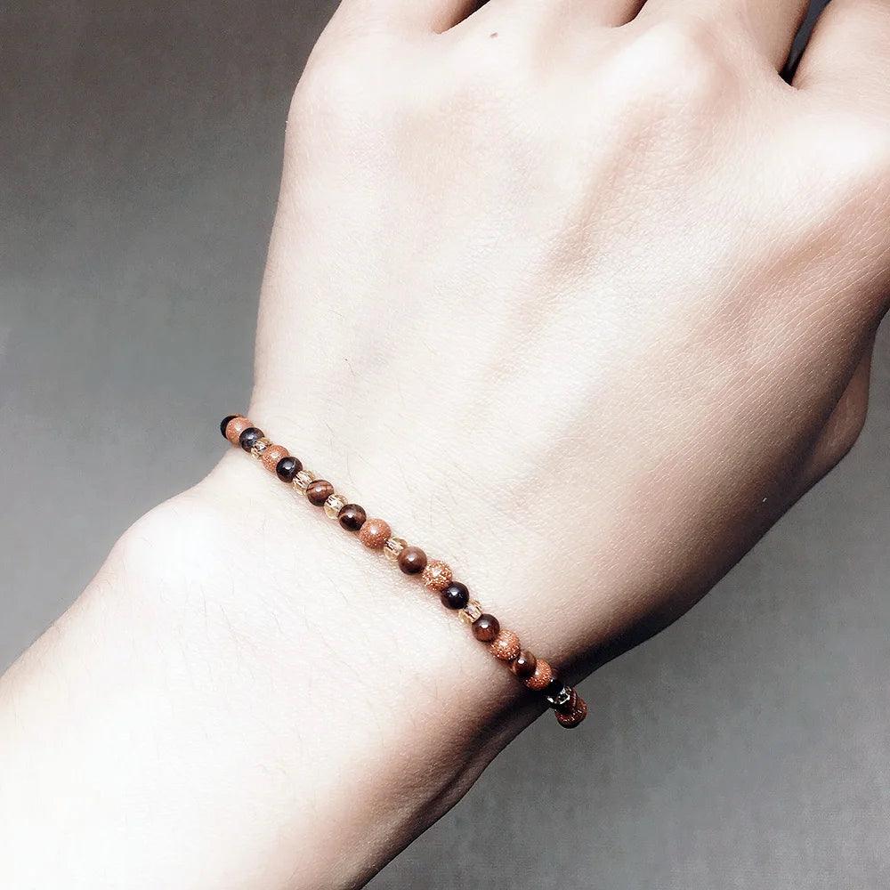 Red Tiger Eyes Beads Bracelet for Women Natural Stone Multifaceted Crystal Handmade Braided Friendship Charm Bracelets - GQTORCH Jewelry