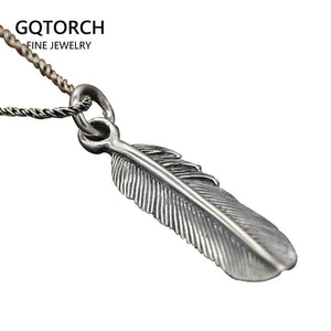Real 925 Sterling Silver Wing Pendant Retro Vintage Type Eagle Feather Pendants For Men And Women Best Friends Lover Couple - GQTORCH Jewelry