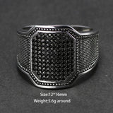 Solid 925 Silver Rings Cool Retro Vintage Turkish Ring Wedding Jewelry For Men Black Zircon Stone Curved Design Comfortable Fits - GQTORCH Jewelry