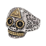 S925 Sterling Silver Punk Retro All-Seeing Eye Skull Ring for Women Eye of Providence Men‘s Pinky Ring Cool Biker Jewelry - GQTORCH Jewelry