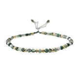 Natural Stone Seaweed Onyx Beaded Bracelet For Women Handmade 3mm Thin Bracelets 925 Sterling Silver Crystal DIY Jewelry - GQTORCH Jewelry