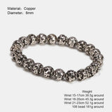 8mm OM Mantra Beads Bracelet For Men Women Elastics Strings White Copper 108 Beads Scriptures Engraving Prayer Buddhist Jewelry - GQTORCH Jewelry