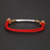 Multi Color Lucky Rope Bracelet 925 Sterling Silver Tube Six Character Religious Adjustable Handmade Jewelry - GQTORCH Jewelry