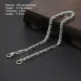 2.5mm Real S925 Sterling Silver Braided Viking Bracelet & Chain Necklace Handmade Vintage Punk Style Men's Fashion Jewelry