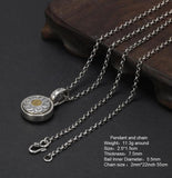 Real 925 Sterling Silver Six True Words Mantra Pendant Necklace Om Mani Padme Hum Rotatable Lucky Retro Religious Jewelry - GQTORCH Jewelry