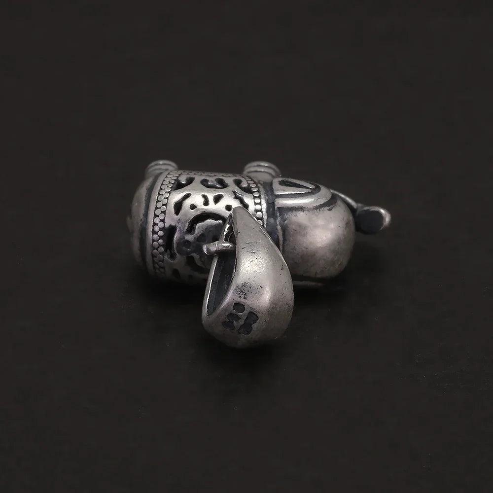 Solid 990 Fine Silver Antiqued Elephant Pendant Necklace for Men Women Punk Retro 925 Sterling Silver Chain Necklace Y2k Jewelry - GQTORCH Jewelry