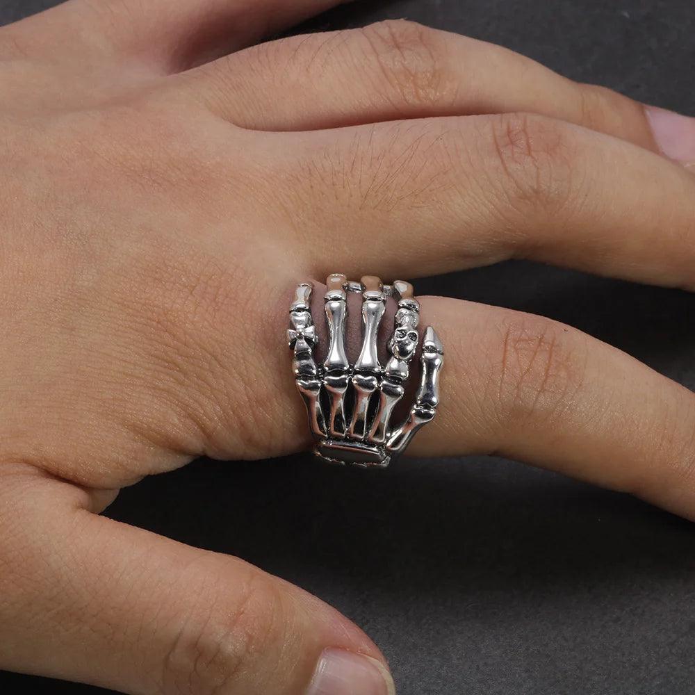Rock Style Skeleton Ring 925 Sterling Silver Jewelry Cool Thai Silver Ring Men's Index Finger Wholesale - GQTORCH Jewelry