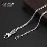 S925 Sterling Silver Vajry Pestle 3mm Whip Rope Men Necklace Punk Rock Style Cool Fashion Long Necklace - GQTORCH Jewelry
