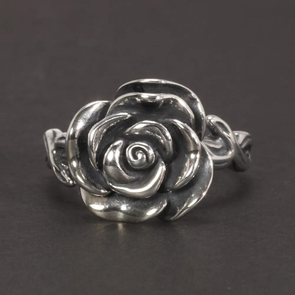 Vintage Thai Silver Cubic Rose Rings 100% Genuine 925 Sterling Silver Party Flowers Rings For Women Floral Elegant Jewelry - GQTORCH Jewelry