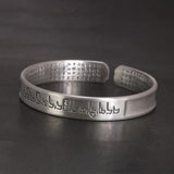 Sanskrit Six Words Bangles For Women And Men 999 Pure Silver Opening Cuff Bracelet Lovers Om Mani Padme Hum Buddhism Jewelry - GQTORCH Jewelry